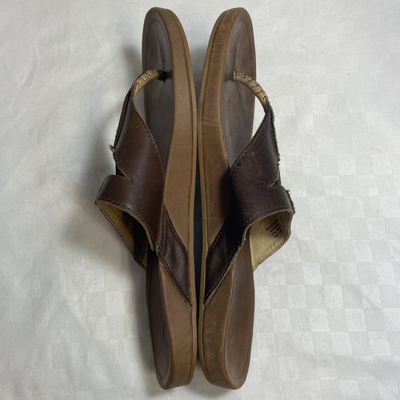 Olukai Lala Thong Sandals Brown Leather Womens 9 EU 39 - Picture 3 of 8